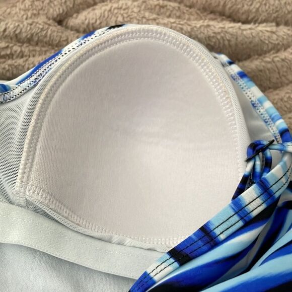 Croft & Barrow Striped Tankini Swimsuit Top Size 10 Blue - Picture 10 of 12